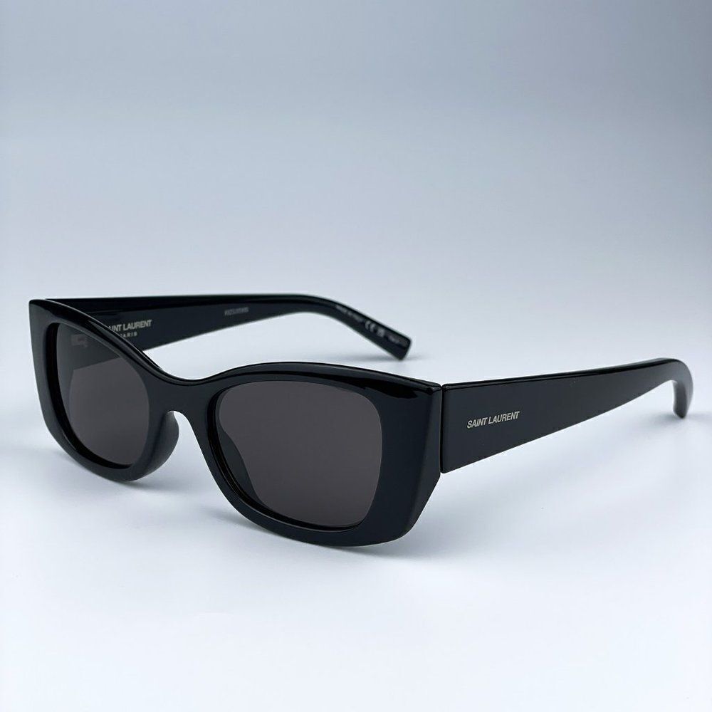 NEW Saint Laurent SL593 001 Black Square Unisex Sunglasses - Picture 6 of 11